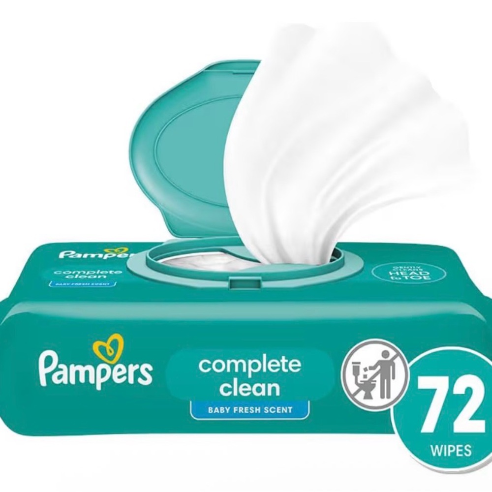Pampers Complete Clean Baby Wipes 72 Count (5 Flip-Top Packs)